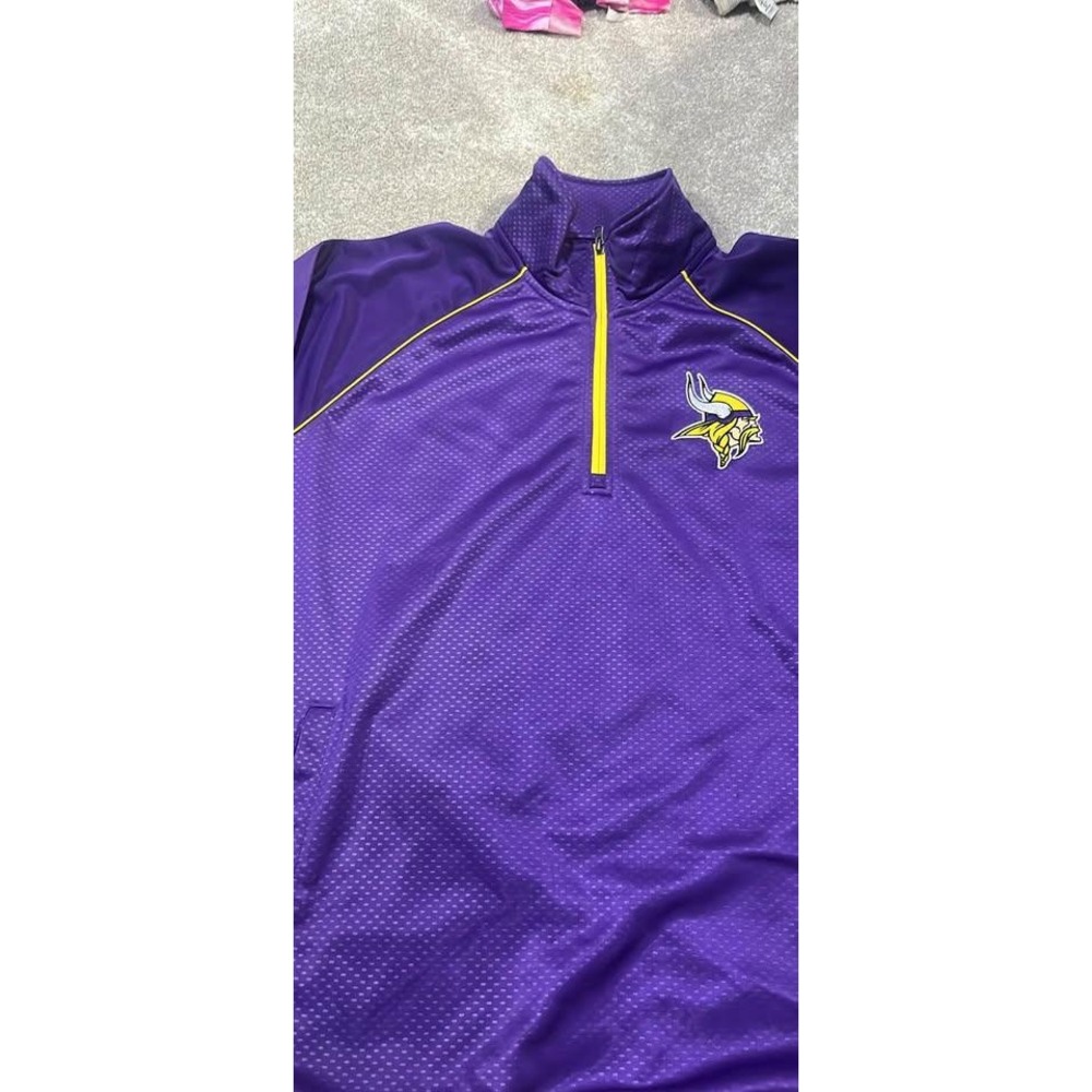 NFL Minnesota Vikings Quarter Zip Pullover Purple Gold Mens XL Jacket Athletic